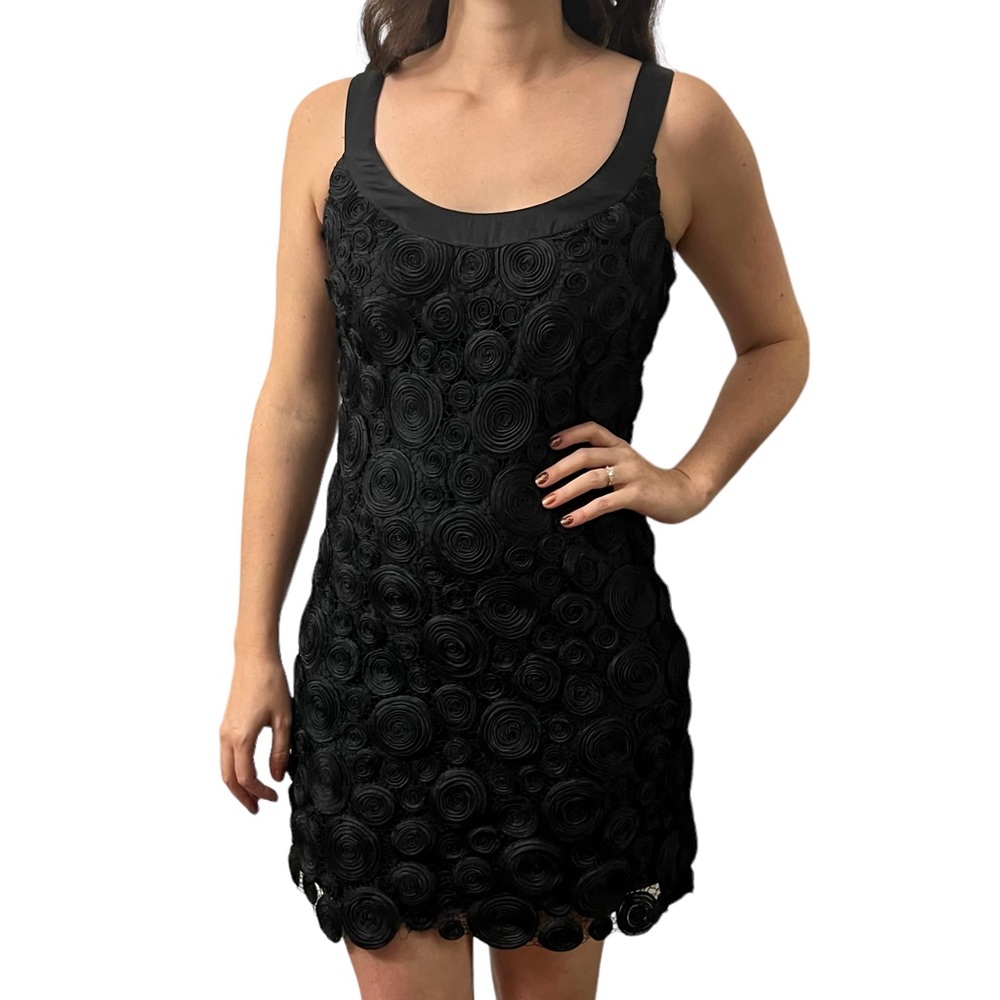 Laundry by Design 3D Floral Black Mini Fitted Sleeveless Dress, Size 6, Like New